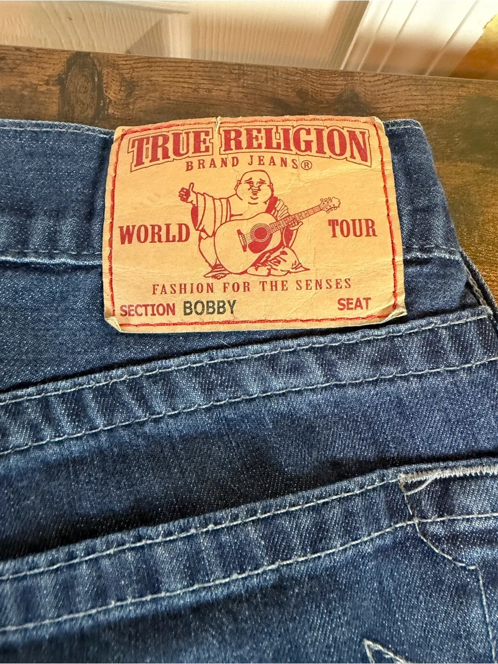 True Religion Bobby Men’s Straight Leg Jeans Dark Wash Hemmed 26.5” Inseam